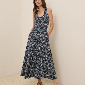 PACT Fit & Flare Open Back Maxi Dress Small